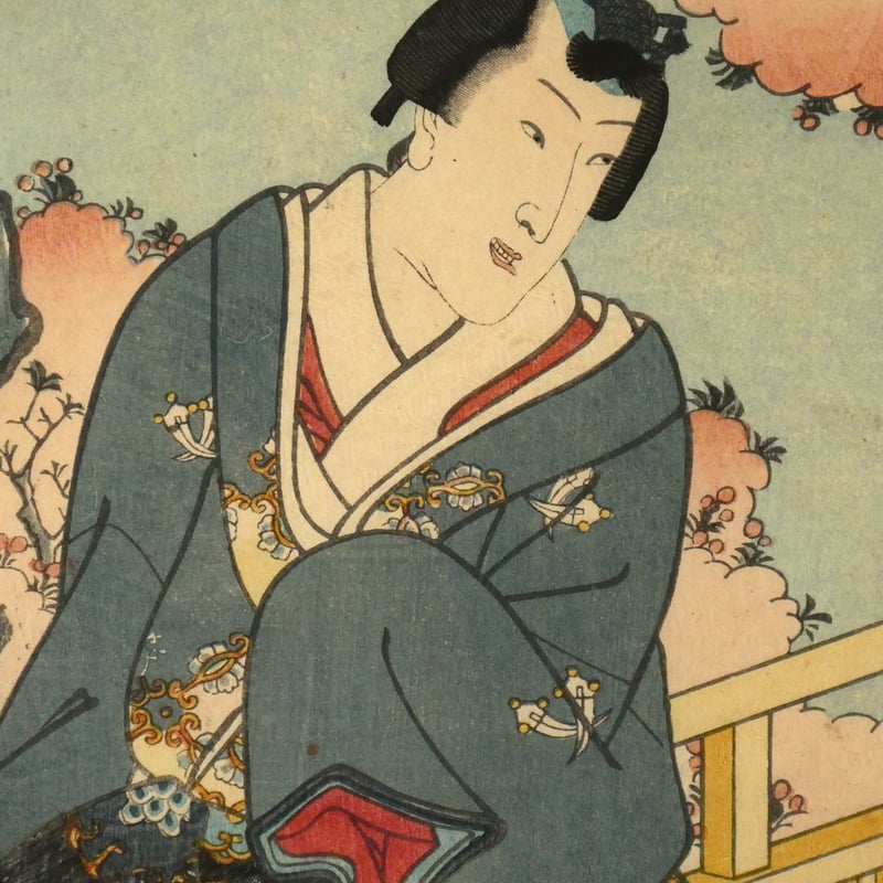 二代歌川国貞 江戸紫源氏模様 三枚続/UTAGAWA KUNISADA II