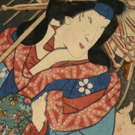 三代歌川豊国 豊国揮毫奇術競 博多少女郎/UTAGAWA TOYOKUNIⅢ