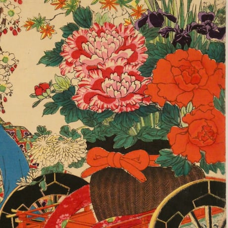 楊洲周延 徳川時代 貴婦人之図 花車 三枚続/CHIKANOBU