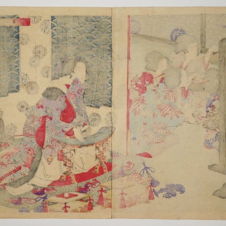 月岡芳年 新撰東錦絵 越田御殿酒宴之図 二枚続/TSUKIOKA YOSHITOSHI