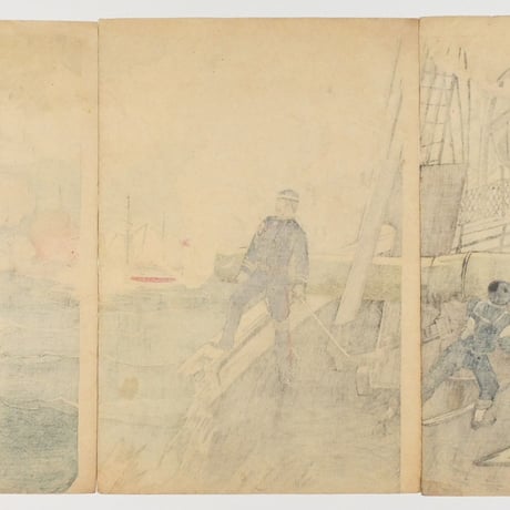 小林清親 黄海二於ル我軍ノ大捷 第三図 三枚続／KOBAYASHI KIYOCHIKA