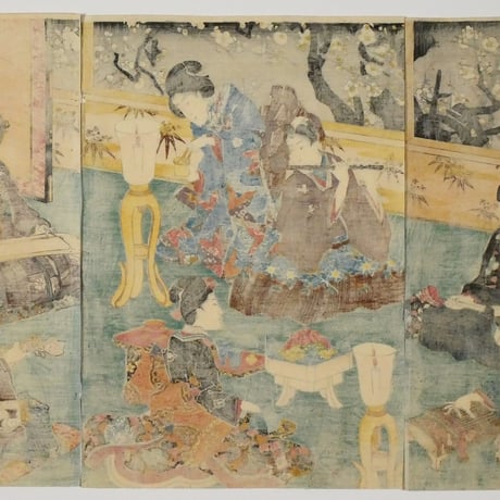 三代歌川豊国 春夜乃御遊 三枚続/UTAGAWA TOYOKUNIⅢ