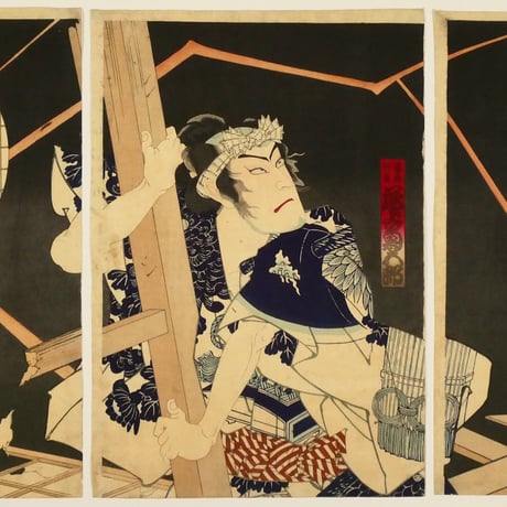 豊原国周 是ハ万代の談柄 音聞浅間幻灯画 三枚続/KUNICHIKA