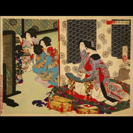 月岡芳年 新撰東錦絵 越田御殿酒宴之図 二枚続/TSUKIOKA YOSHITOSHI