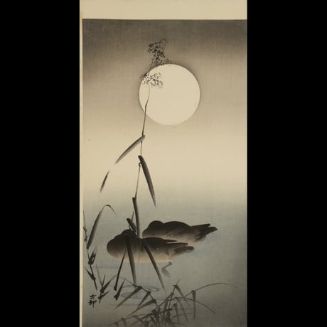 小原古邨 月につがいの真鴨/OHARA KOSON Two Ducks on Moonlit Pond