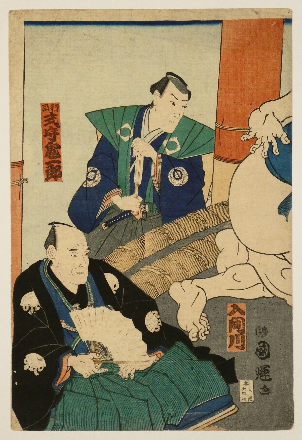 Luna相撲版画5枚組 歌川国輝 相撲取組図 鬼面山 不知火 三枚続/UTAGAWA KUNITERU