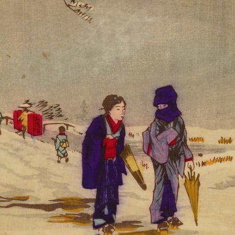 小林清親 小梅曳舟通雪景／KOBAYASHI KIYOCHIKA