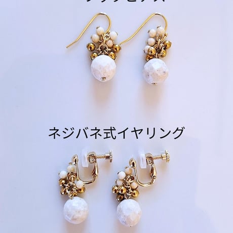 3連デザインネックレス☆ピアス（イヤリング）セット