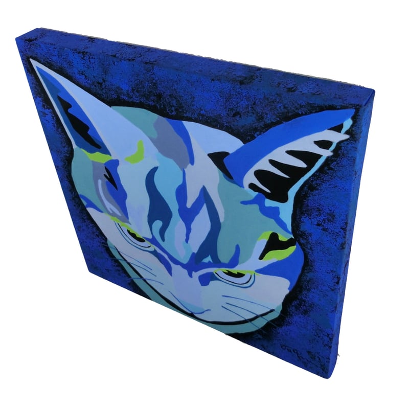 青猫 アクリル画 キャンバス アート 青猫 アクリル画 キャンバス アート 青猫 blue cat | juru's ARTshop