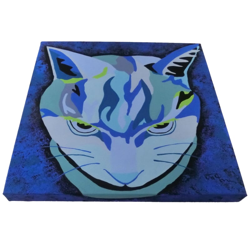 青猫 アクリル画 キャンバス アート 青猫 blue cat | juru's ARTshop
