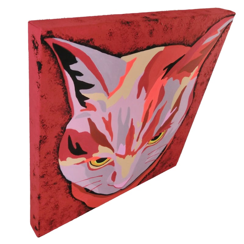 赤綿　絵画　アート　赤いマントの黒猫 赤猫 red cat | juru's ARTshop