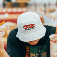 WASHED CHECKER BUCKET HAT  {WASHED WHITE / BLACK CHECKER}
