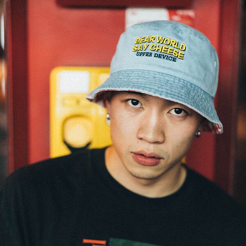 WASHED CHECKER BUCKET HAT {WASHED BLUE / RED C