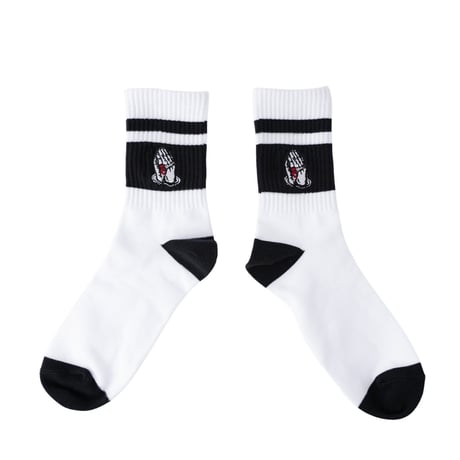 Cotton Border Socks / White × Black