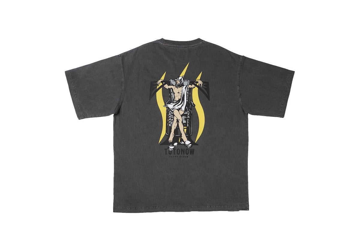 【MUCENT】Slab Pigment Washing l Logo T★25SS★ PIGMENT WASH T-SHT / Black gray | totonow shop