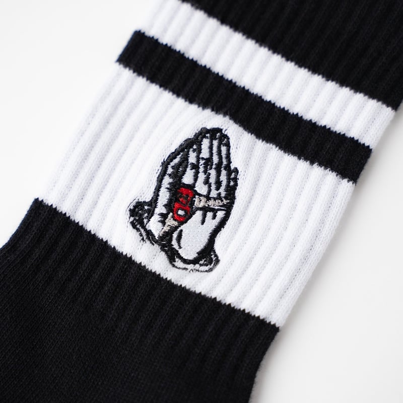Cotton Border Socks / Black × White | totonow shop