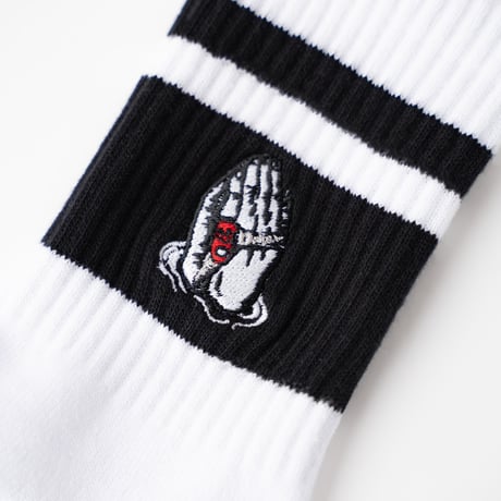 Cotton Border Socks / White × Black