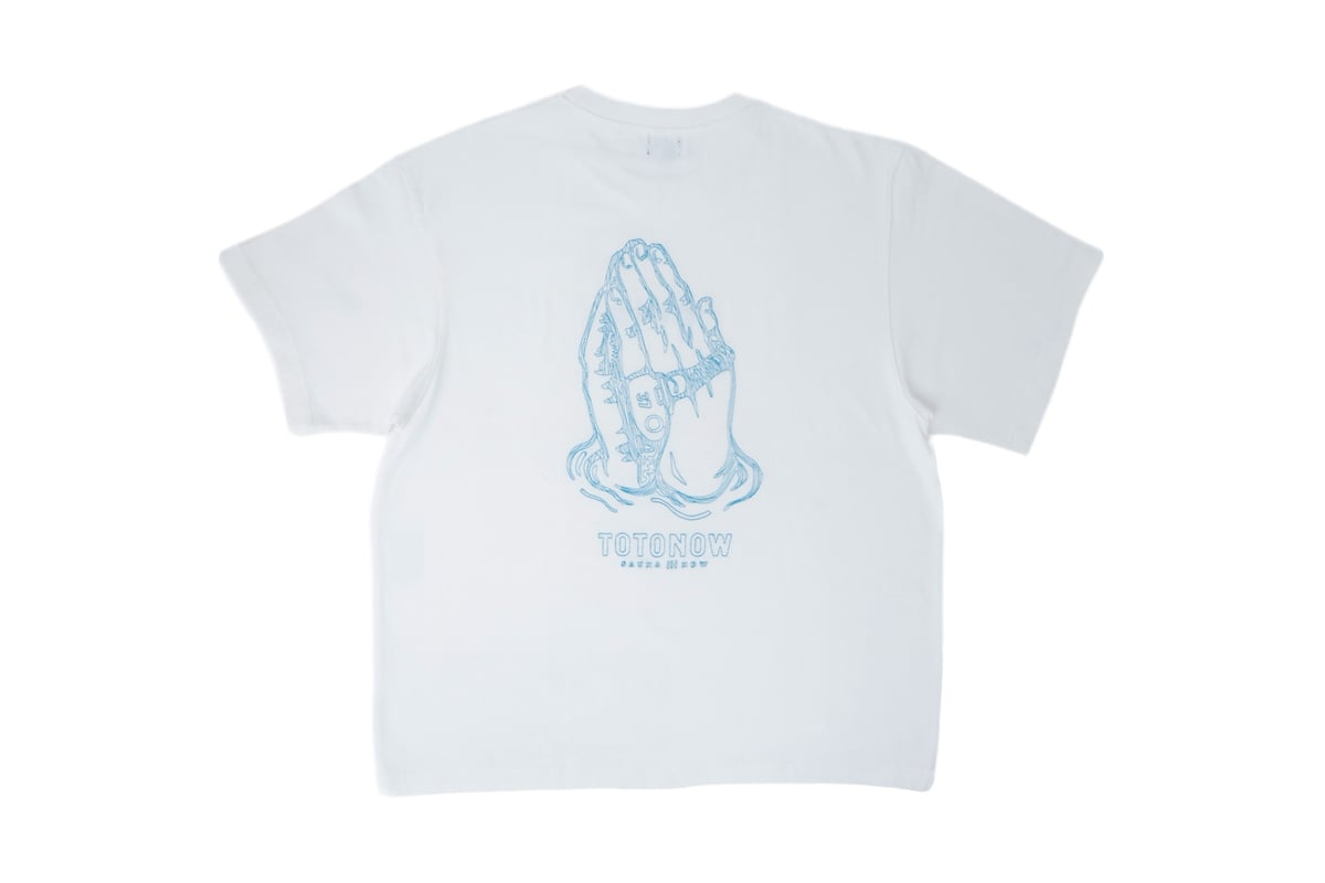 EMBROIDERY SHORT SLEEVE 刺繍白T シャツ定価17,500 Embroidery T-shirt / white | totonow shop