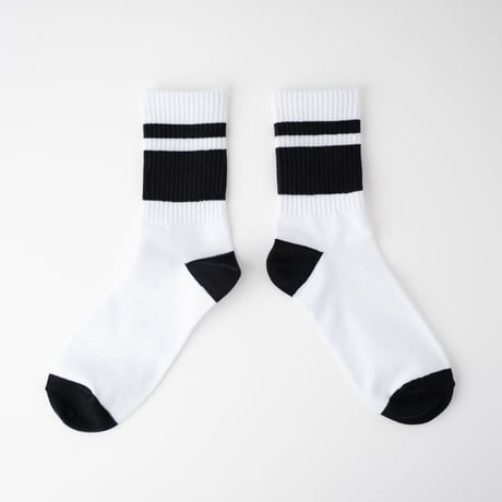 Cotton Border Socks / White × Black