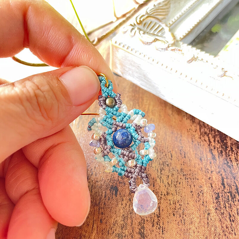 プレシャスオパール マクラメピアス | Heart&stonesマクラメジュエリー