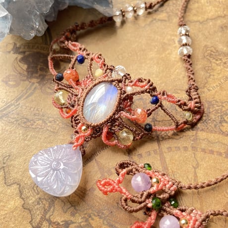 #1387 ♡マラカイト&ラピスラズリ天然石♡マクラメネックレス ペンダント 1387 ♡マラカイト&ラピスラズリ天然石♡マクラメネックレス