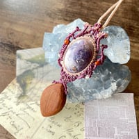 カンテラオパール×クォーツ マクラメペンダント クリスタルポイント