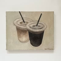 油彩画　アイスコーヒーとアイスカフェラテ 油彩）アイスコーヒーとアイスカフェラテ | Yui-Fujita-onlineshop