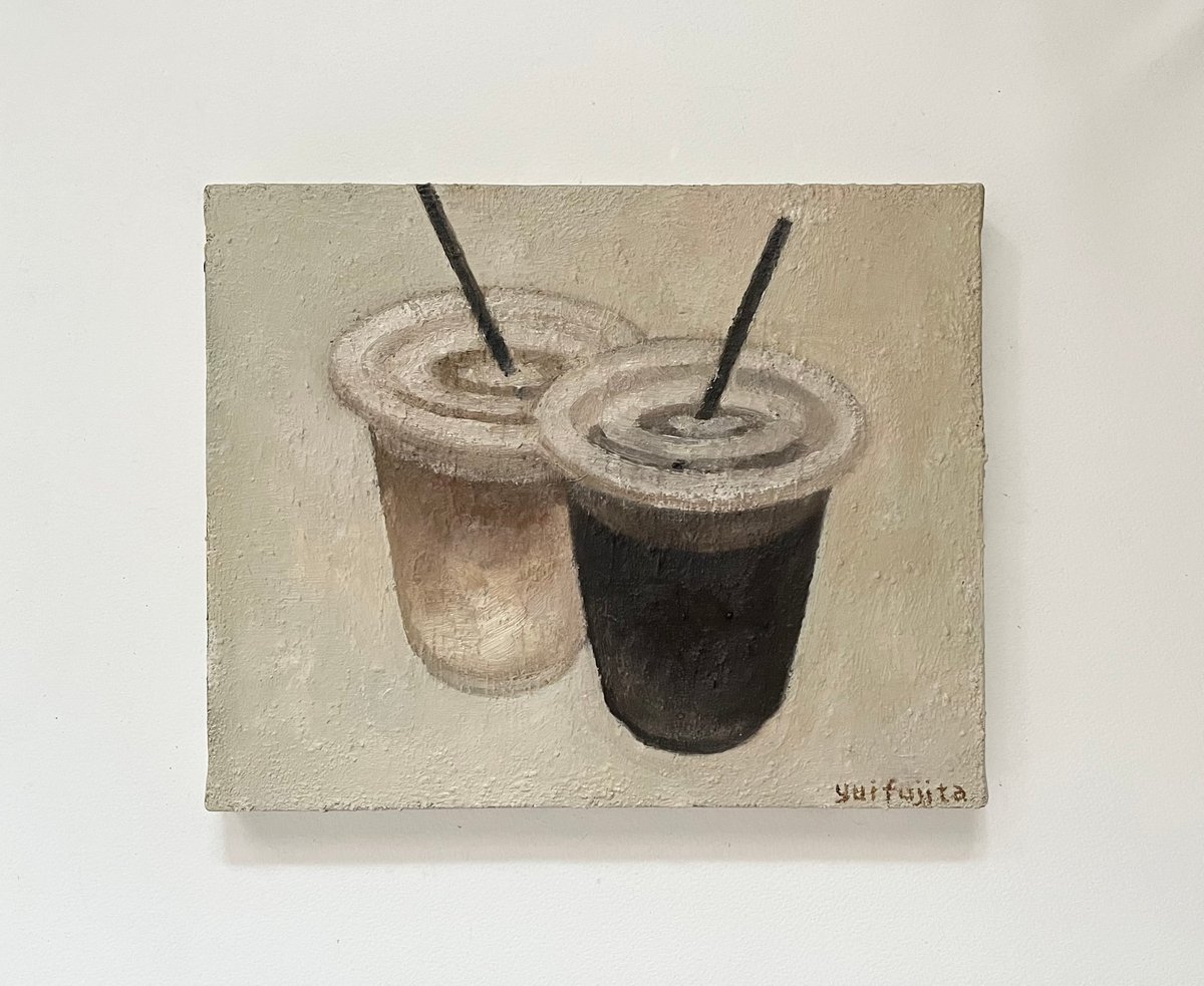 油彩画　アイスコーヒーとアイスカフェラテ fit=scale-down,w=1200