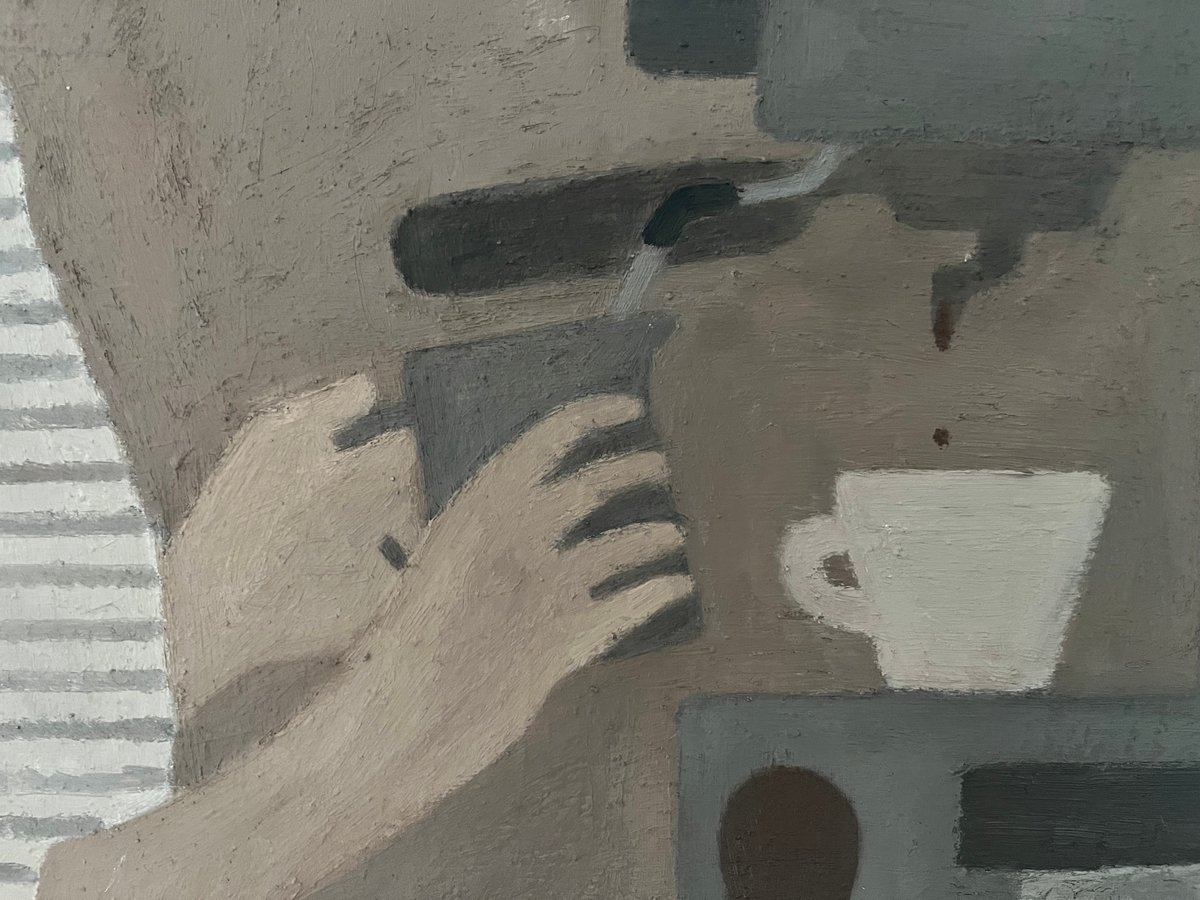 油彩画　barista 油彩画 barista