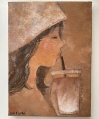 油彩画　アイスコーヒーとアイスカフェラテ 油彩）アイスコーヒーとアイスカフェラテ | Yui-Fujita-gallery