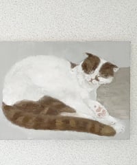 油彩画　寝てる猫 fit=cover,w=200,h=240