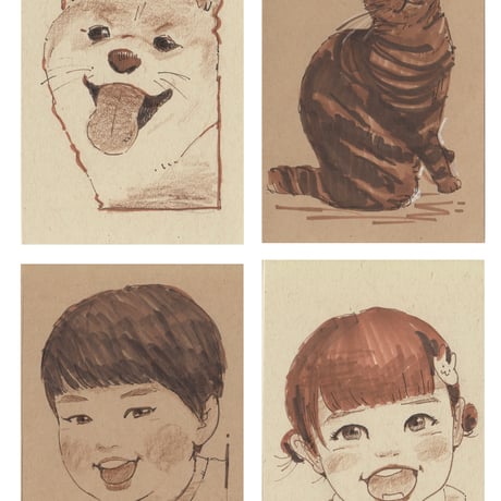 ペットの似顔絵オーダー受付専用 楽天市場】ペット 似顔絵 Mサイズ 4匹まで可 似顔絵 にがおえ+
