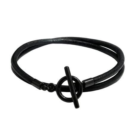 Mantel Leather Bracelet -BB01008SS-BK-