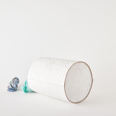 PAPER LEATHER TRASH BASKET  (White)