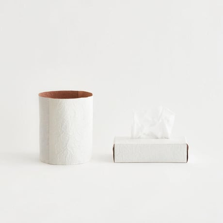 PAPER LEATHER TRASH BASKET  (White)