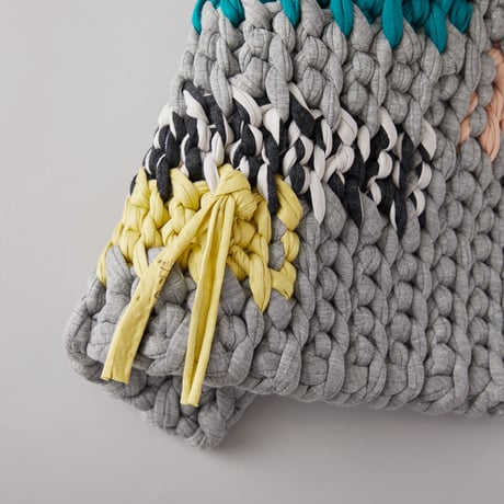 Reused textile rug　square　Gray