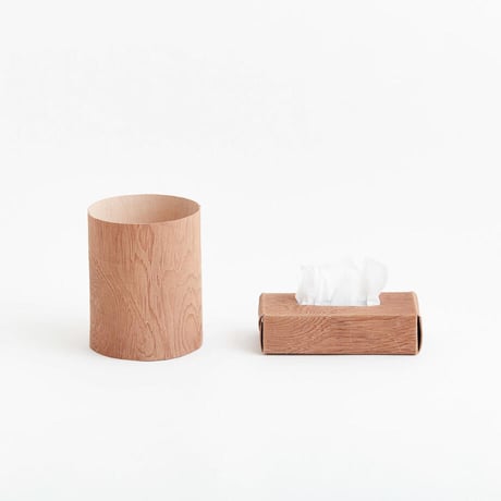PLYWOOD LEATHER TRASH BASKET
