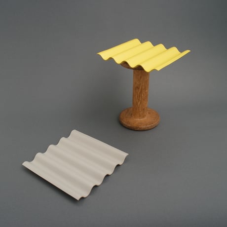 WAVE LEATHER TRAY　正方形 Yellow/Gray