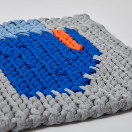 Reused textile rug　S　Blue × Orange