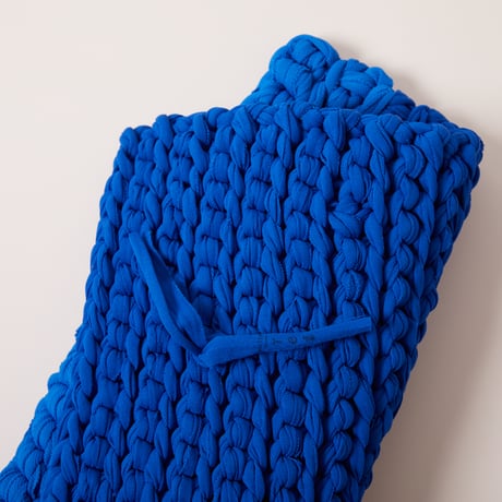 Reused textile rug　square　Blue × Black