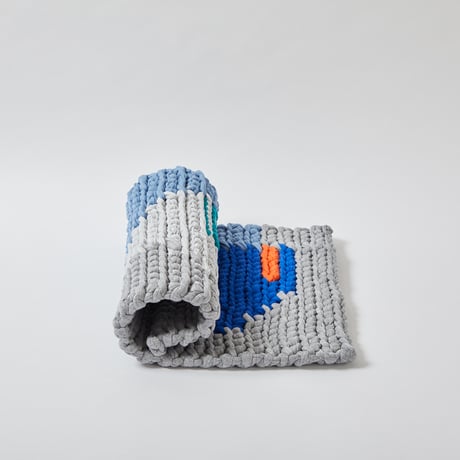 Reused textile rug　S　Blue × Orange