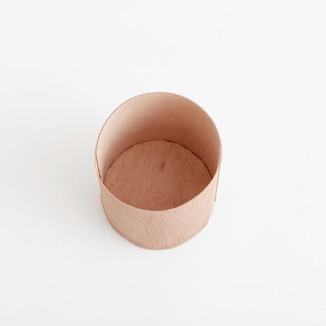 PLYWOOD LEATHER TRASH BASKET