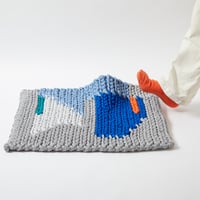 Reused textile rug　S　Blue × Orange