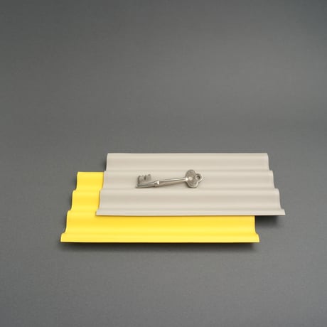 WAVE LEATHER TRAY　長方形　Yellow/Gray