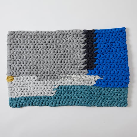 Reused textile rug　S　Blue × Green