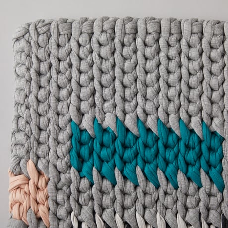 Reused textile rug　square　Gray