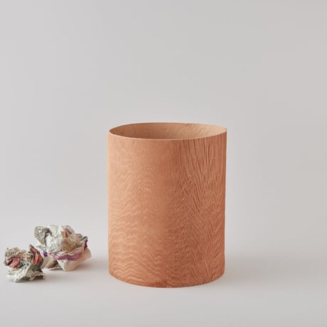 PLYWOOD LEATHER TRASH BASKET