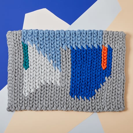 Reused textile rug　S　Blue × Orange