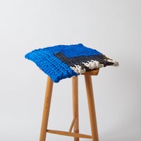 Reused textile rug　square　Blue × Black