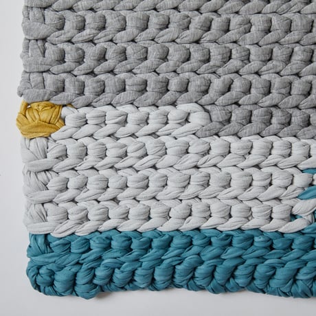 Reused textile rug　S　Blue × Green